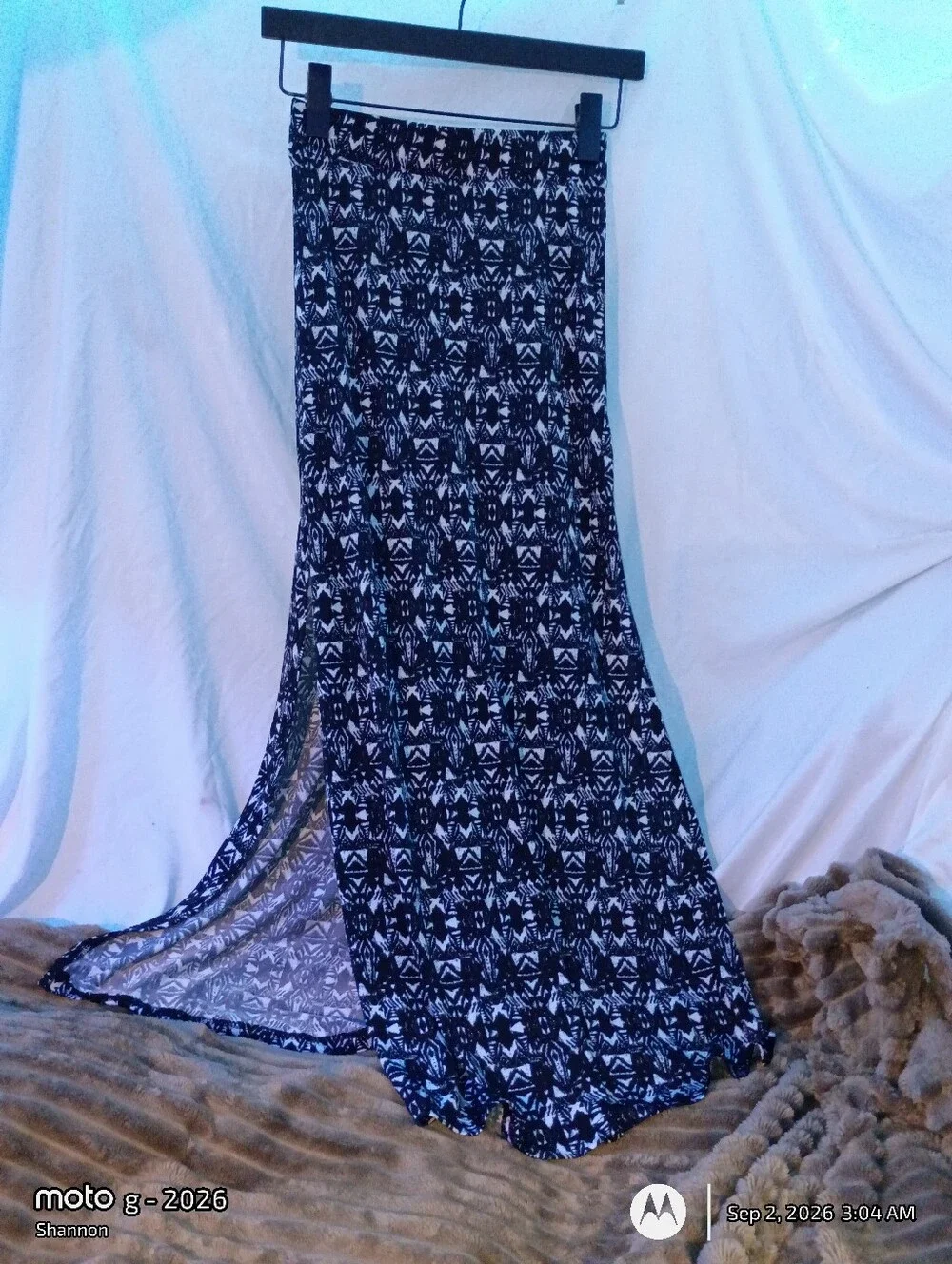Black & White Patterned Women's Maxi Skirt
